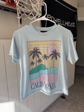 Original Retro Brand Light Blue California Palm Graphic Tee